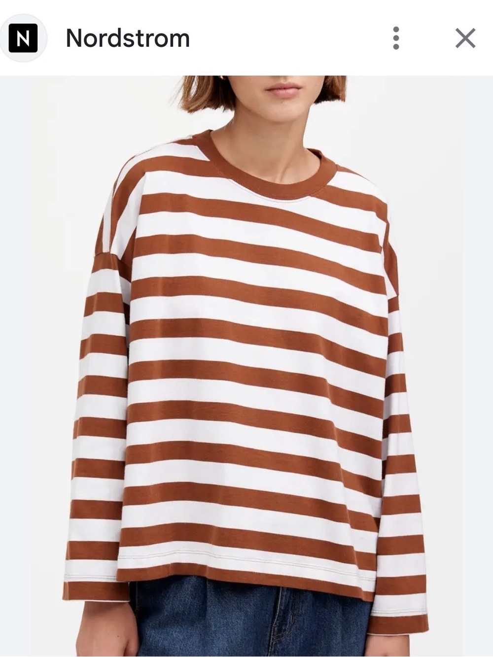 Madewell Rust and Cream Striped Crewneck Oversized Size S